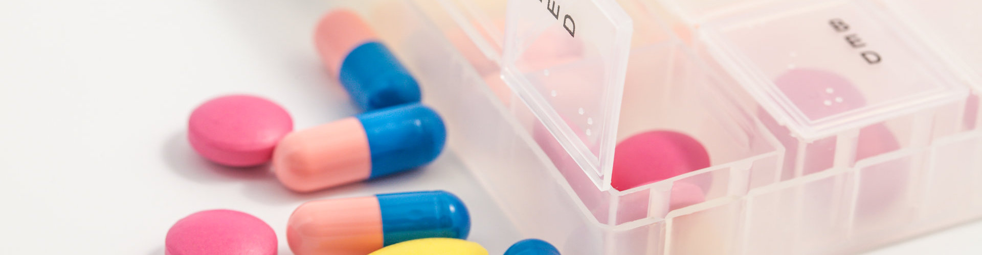 drugs and medicine inside a pill organizer